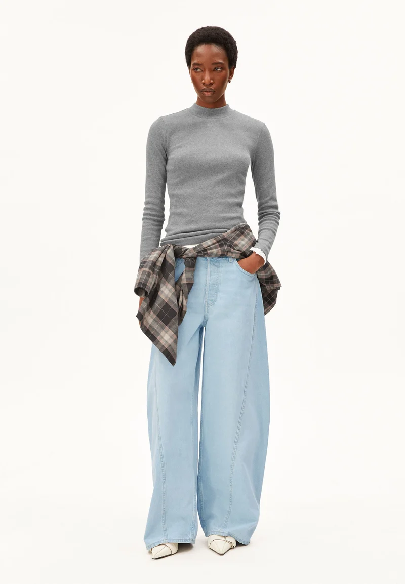 FATIMAARA RIPP-LANGARMSHIRT | silver melange