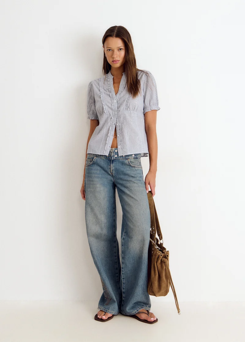 Short-sleeve striped blouse