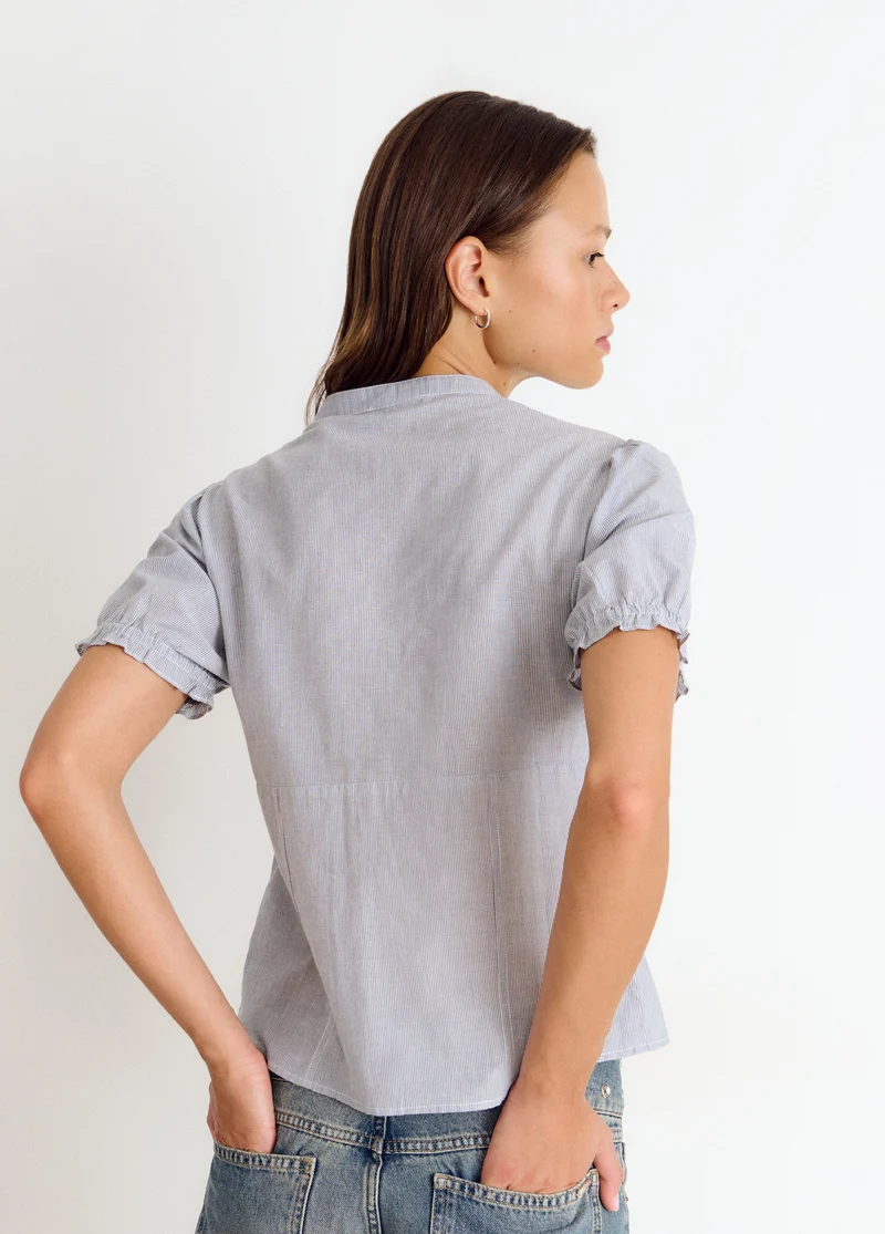 Short-sleeve striped blouse