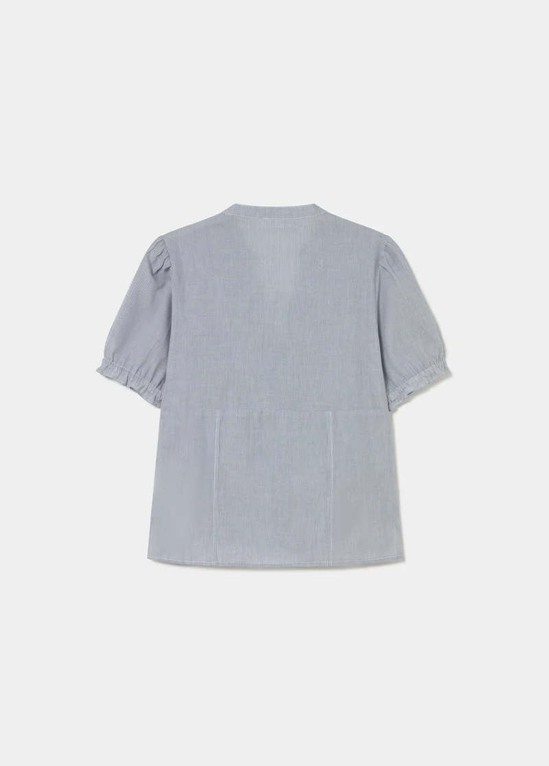 Short-sleeve striped blouse