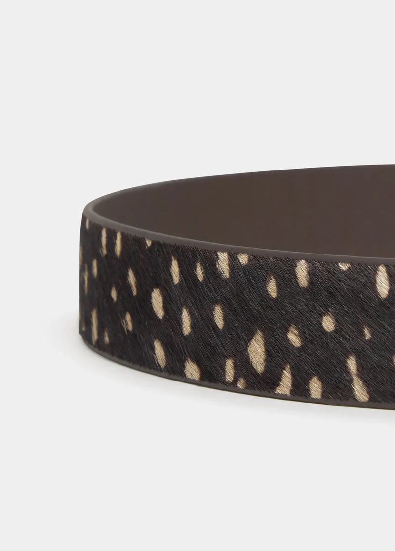Animal print leather belt