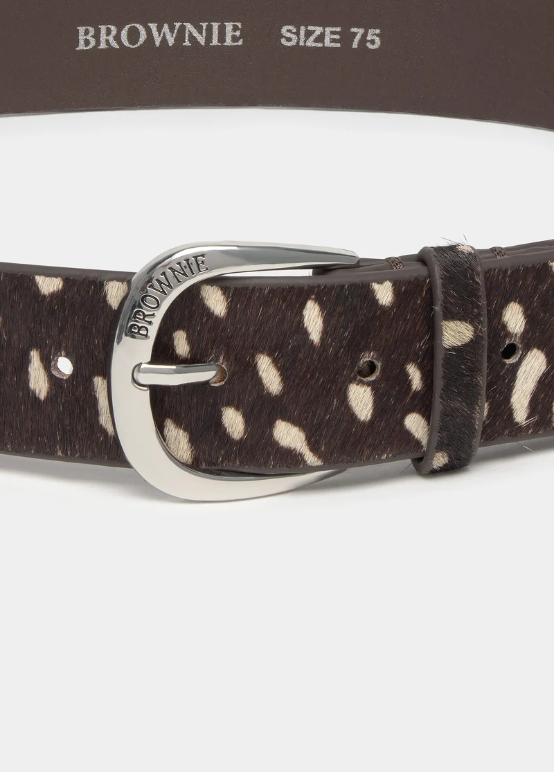 Animal print leather belt