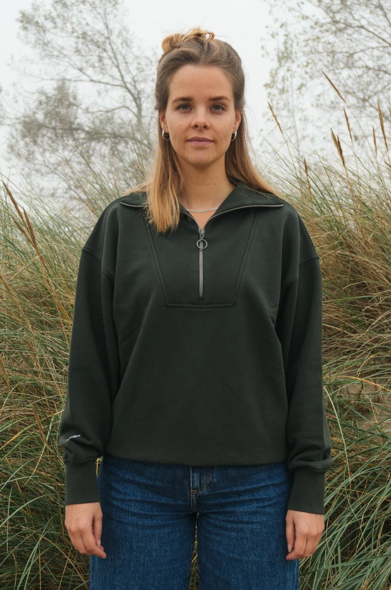 Half-Zip Sweater Brit Dunkelgrün