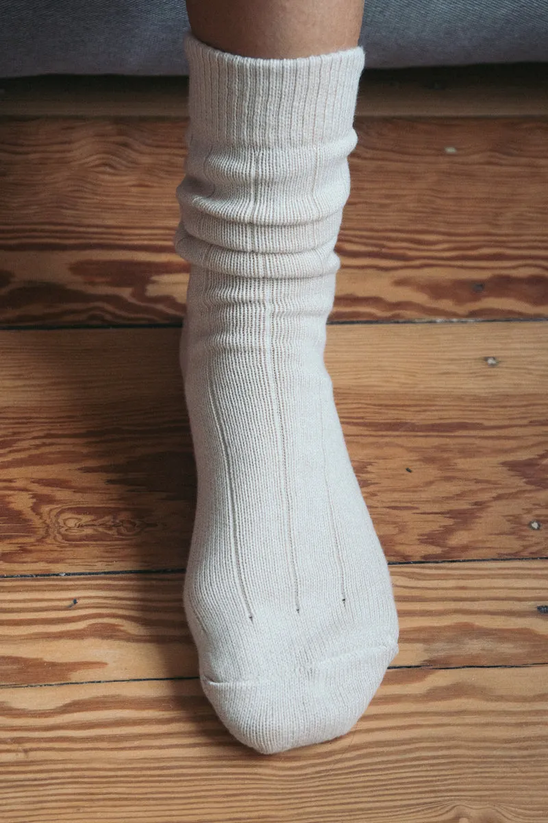 2 Paar Grobstricksocken Bio-Baumwolle Sand