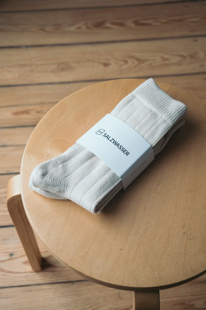 2 Paar Grobstricksocken Bio-Baumwolle Sand