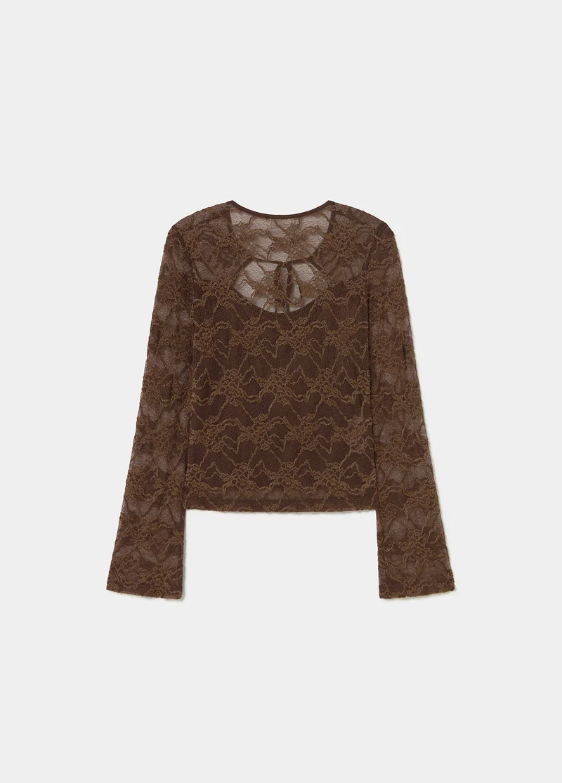 Cropped lace T-shirt