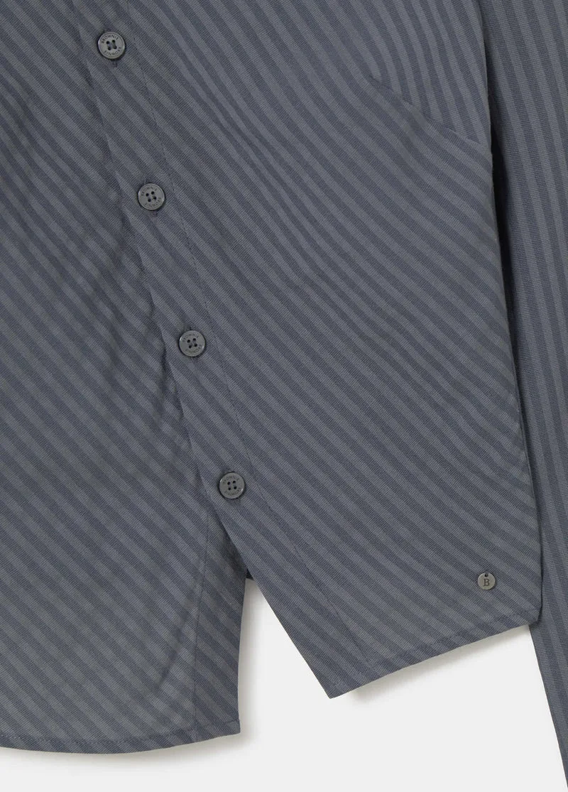 Striped blouse with crossover buttons