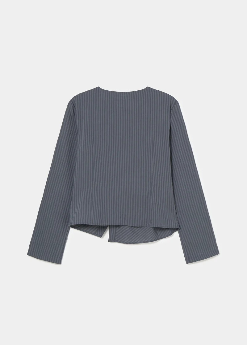 Striped blouse with crossover buttons