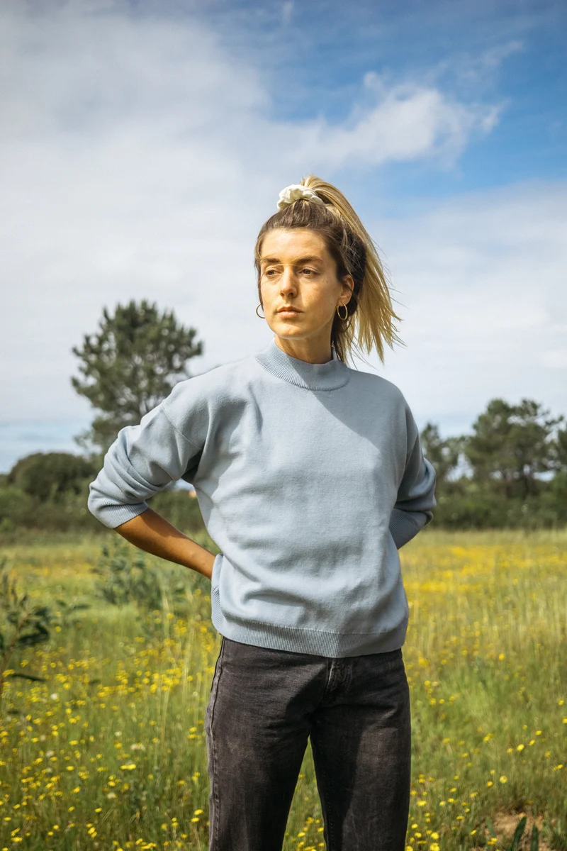 Full Milano Strickpullover Marina Dusty Blue