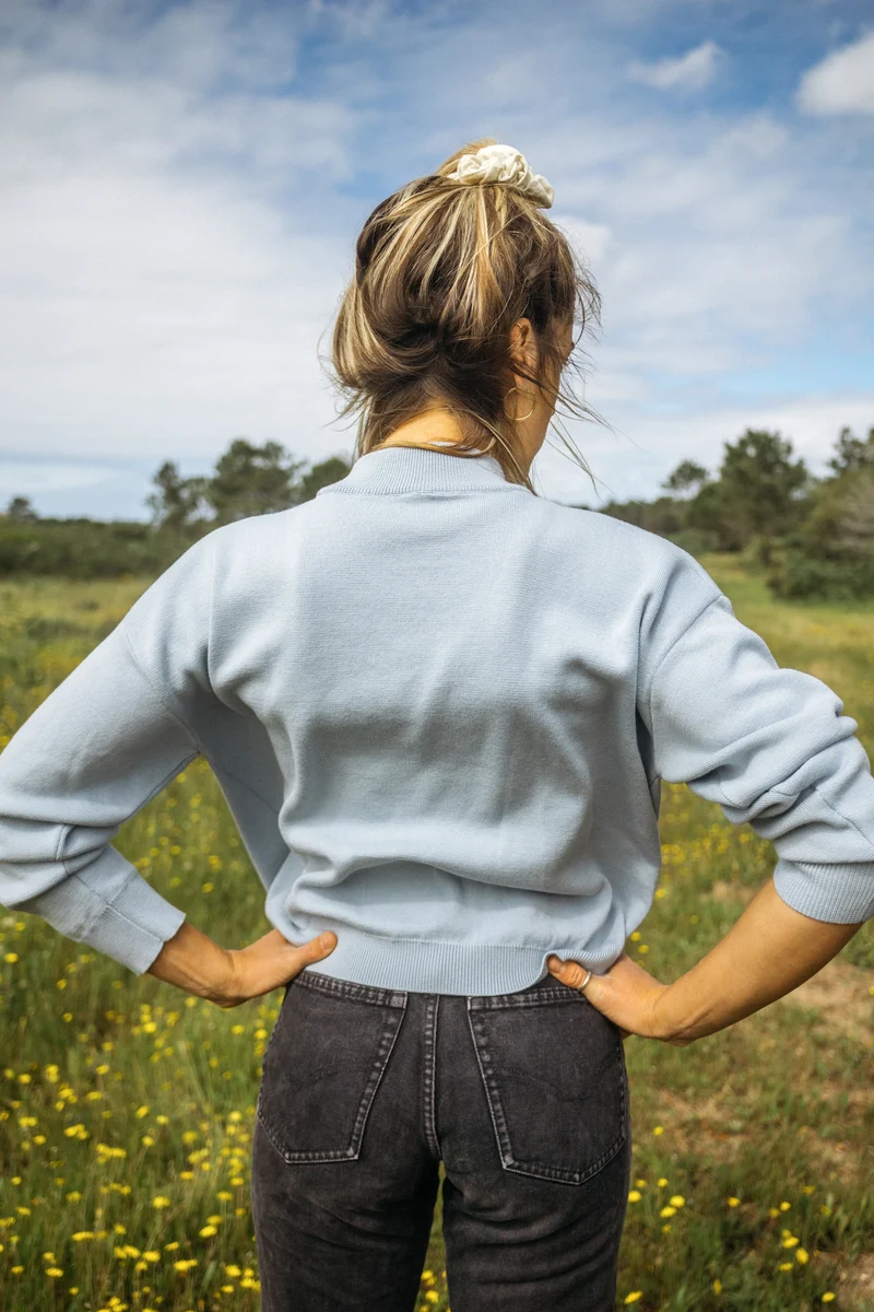 Full Milano Strickpullover Marina Dusty Blue