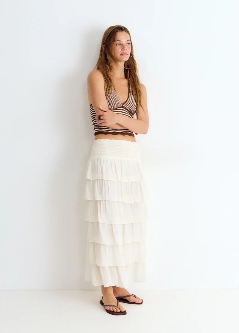 Long multi-tiered skirt