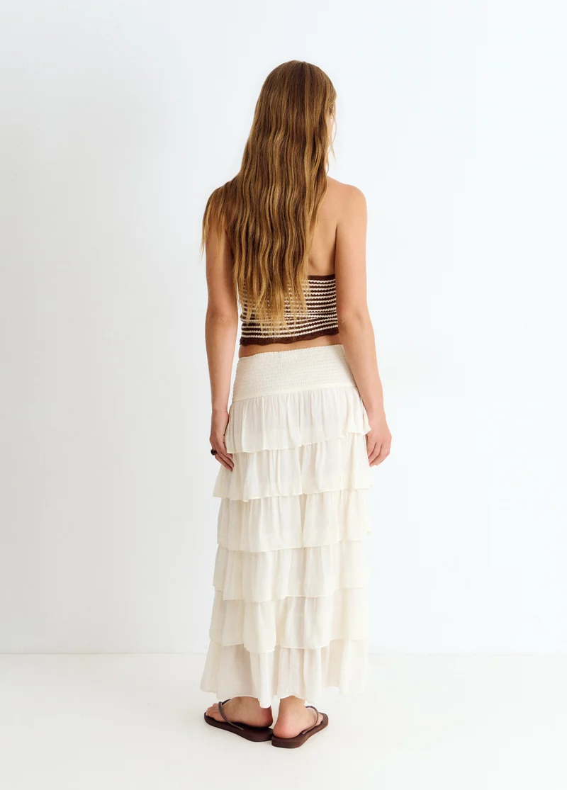 Long multi-tiered skirt