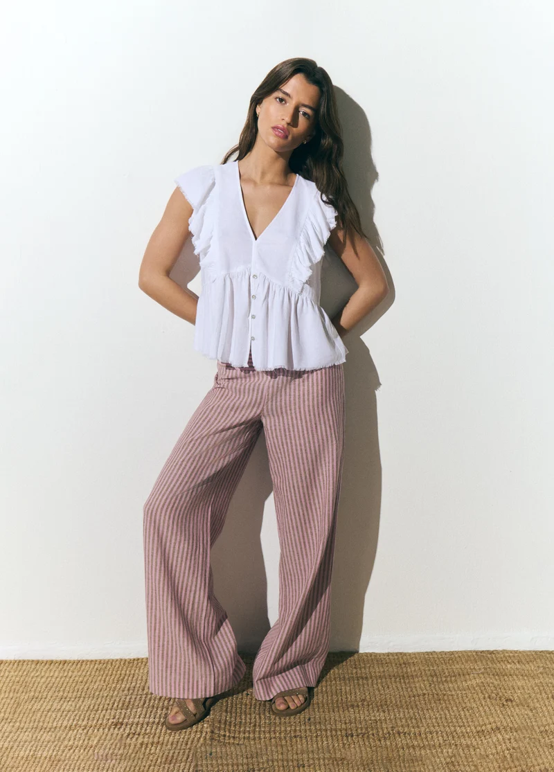 Wide waist striped pants