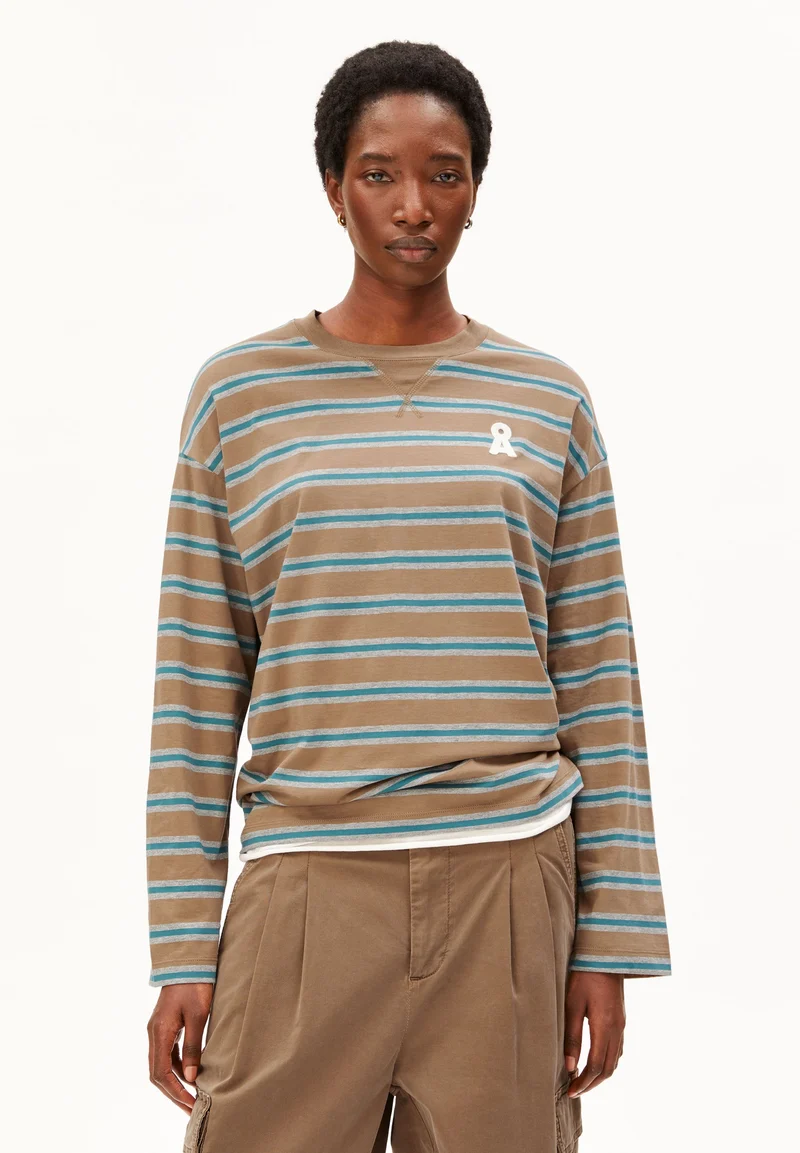 ICONIC Å FIETAA GESTREIFTES LANGARMSHIRT | amberwood-petrol velvet-silver mel