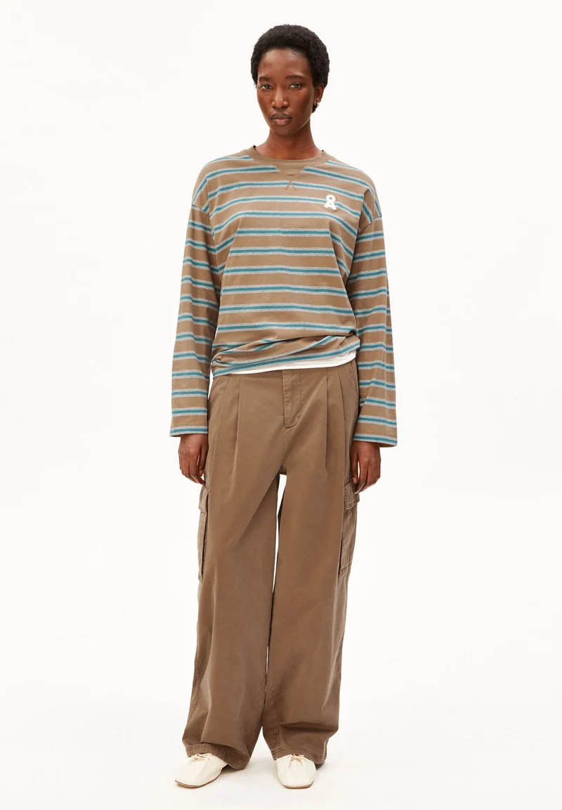 ICONIC Å FIETAA GESTREIFTES LANGARMSHIRT | amberwood-petrol velvet-silver mel