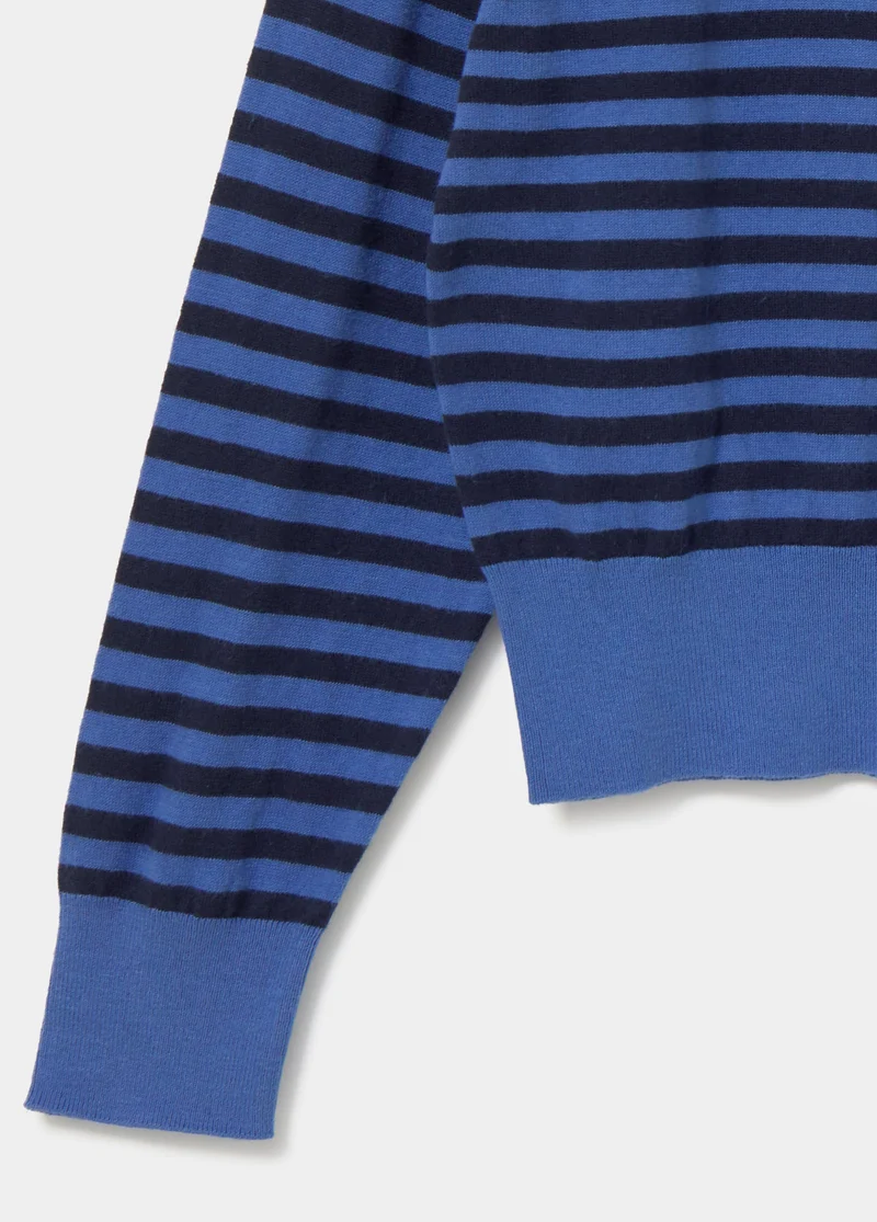 Open neck striped sweater