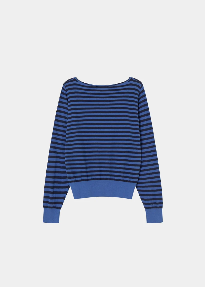 Open neck striped sweater