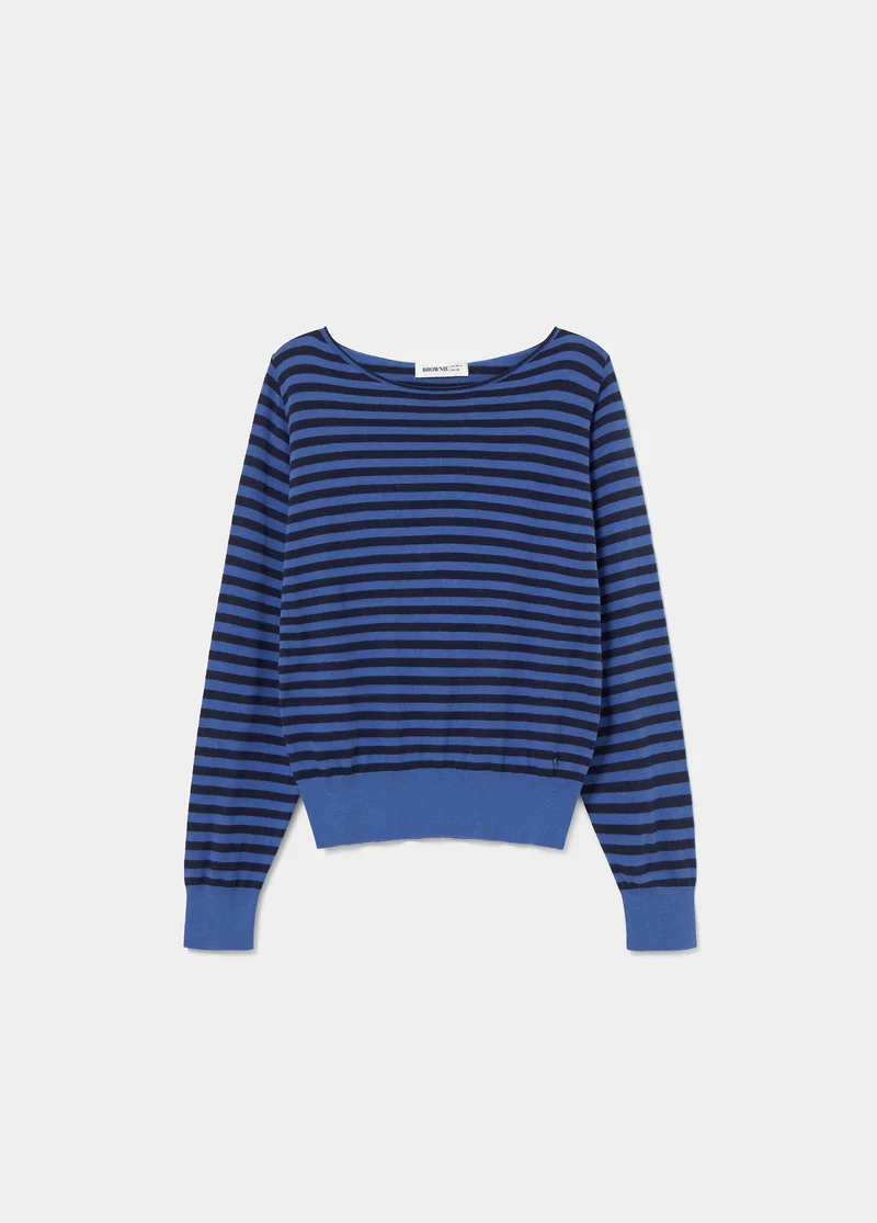 Open neck striped sweater