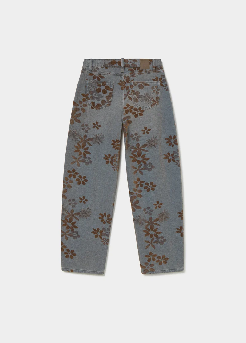 Floral jacquard jeans
