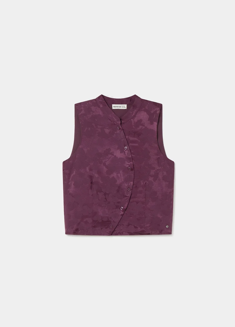 Jacquard knit button-up top