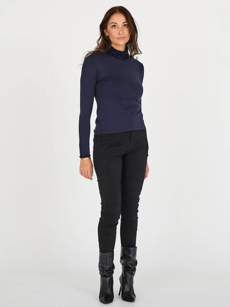 ADELE Rollkragen T-Shirt - Midnight Blue