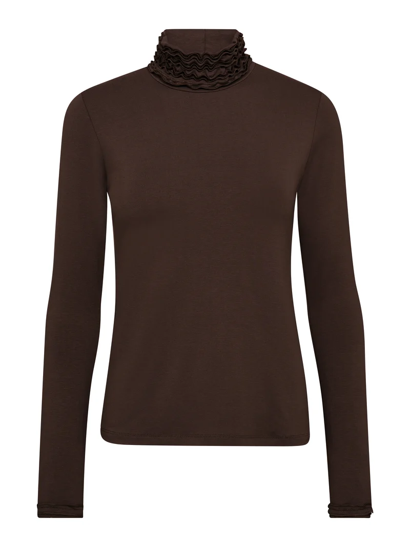 ADELE Rollkragen T-Shirt - Dark Brown