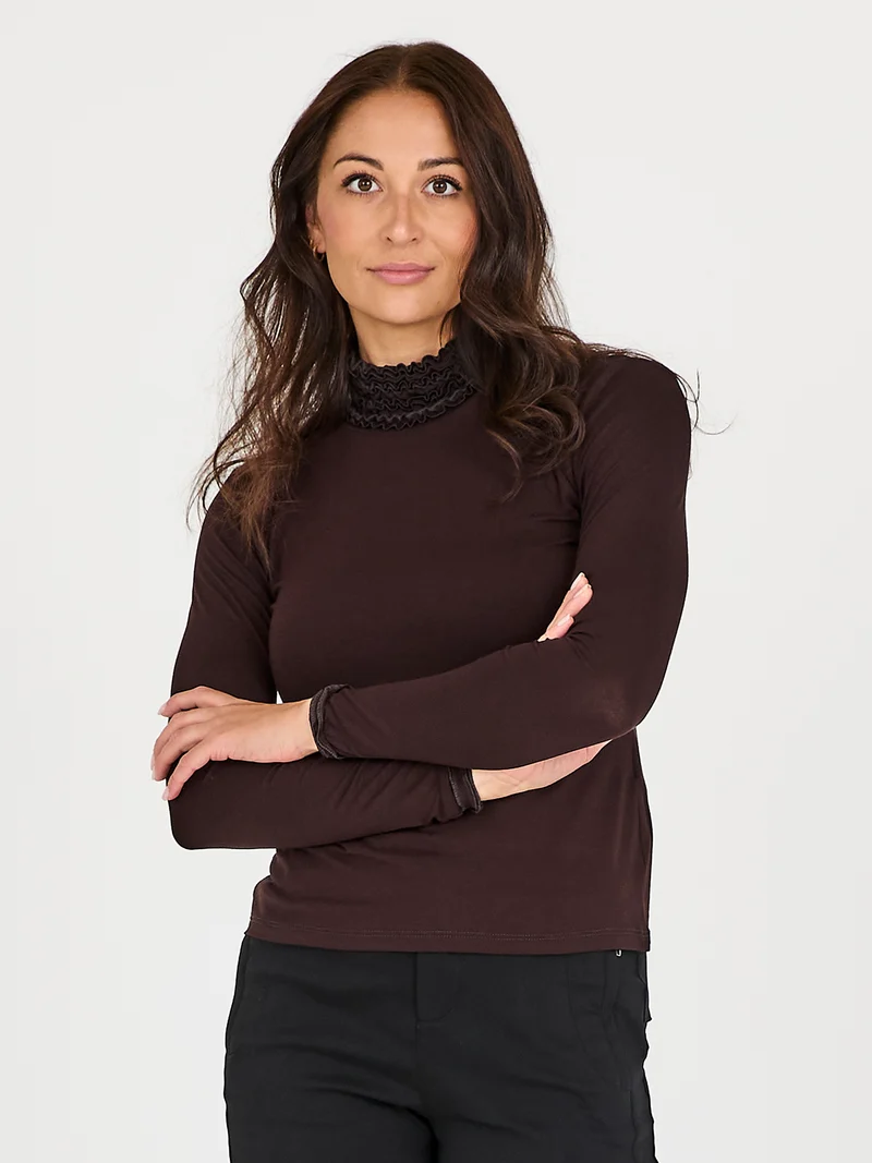 ADELE Rollkragen T-Shirt - Dark Brown