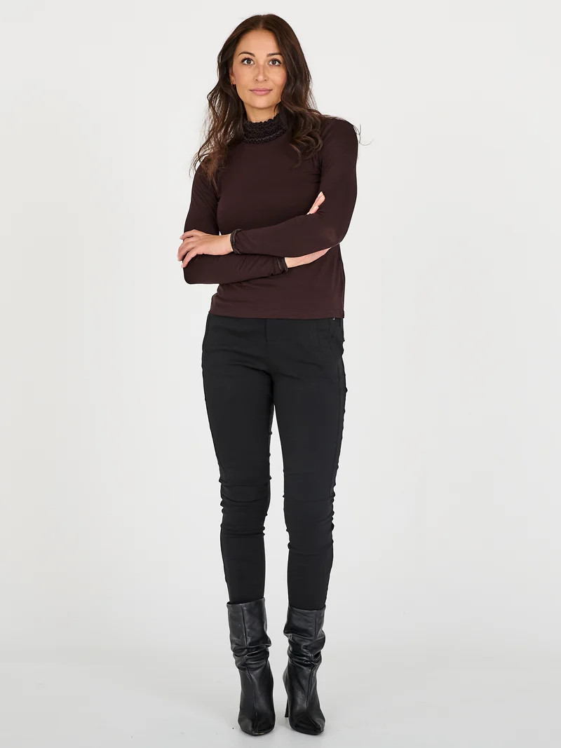 ADELE Rollkragen T-Shirt - Dark Brown