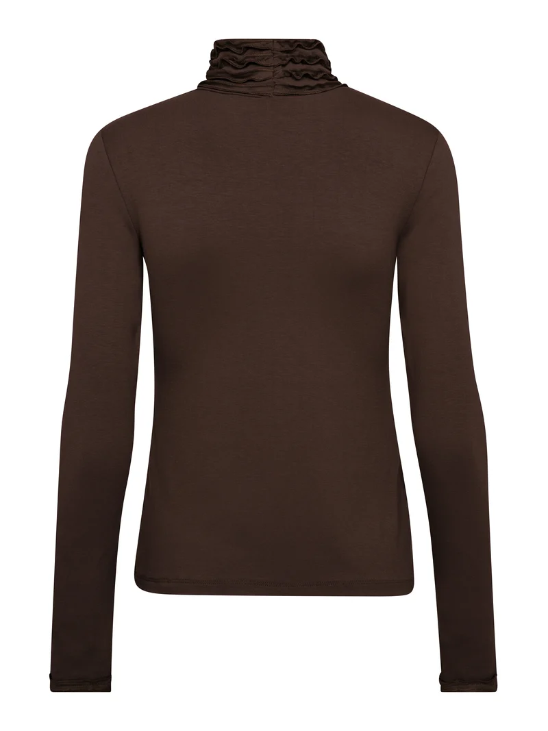 ADELE Rollkragen T-Shirt - Dark Brown