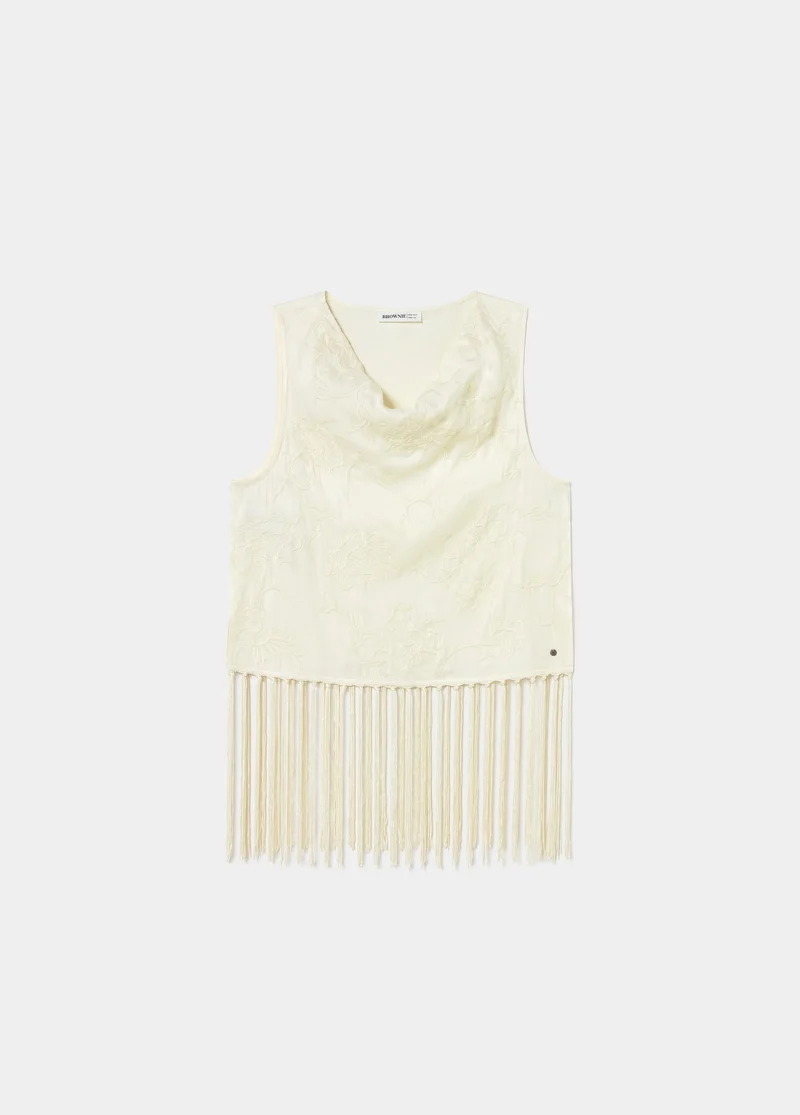 Jacquard top with fringe