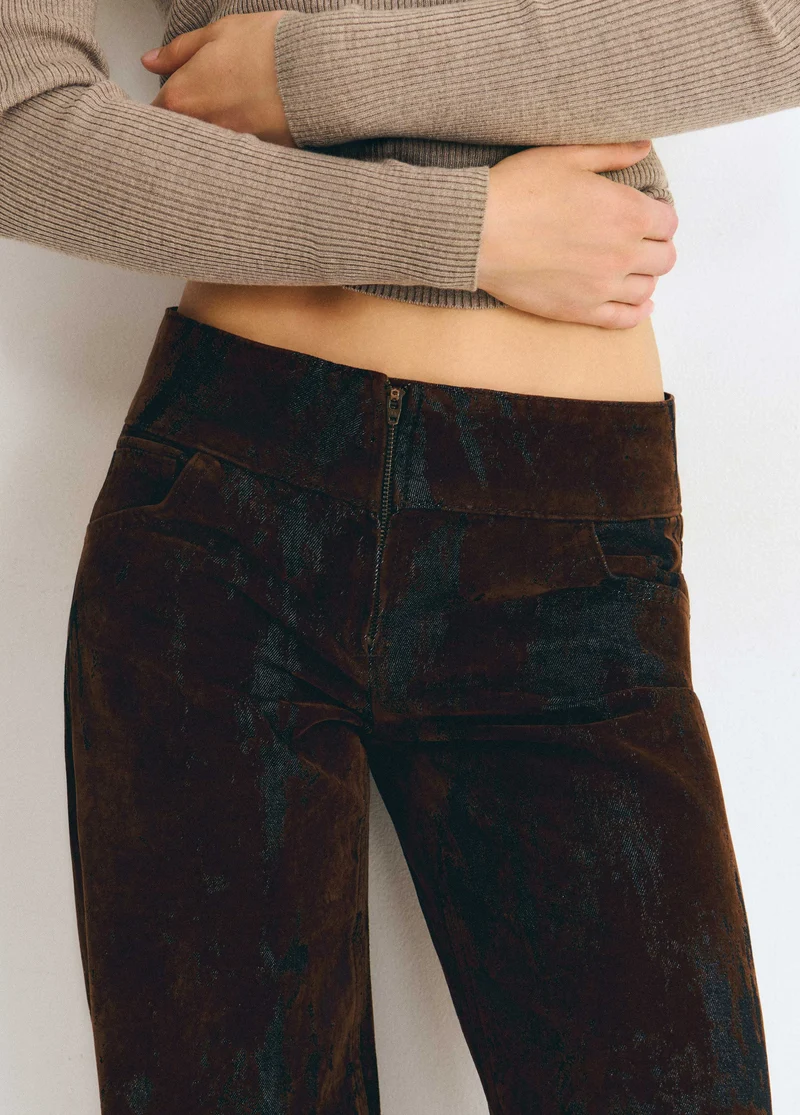 Brown flocked trousers