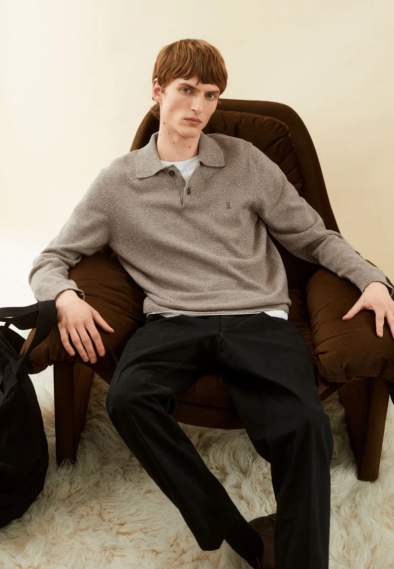 MOULINÉ STRICKLANGARMPOLO | amberwood-oatmilk