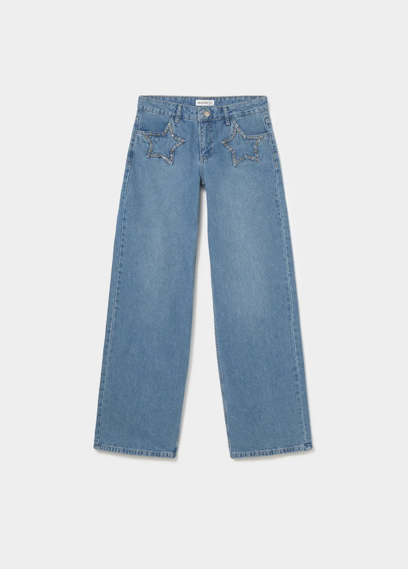 Star denim jeans with front pocket