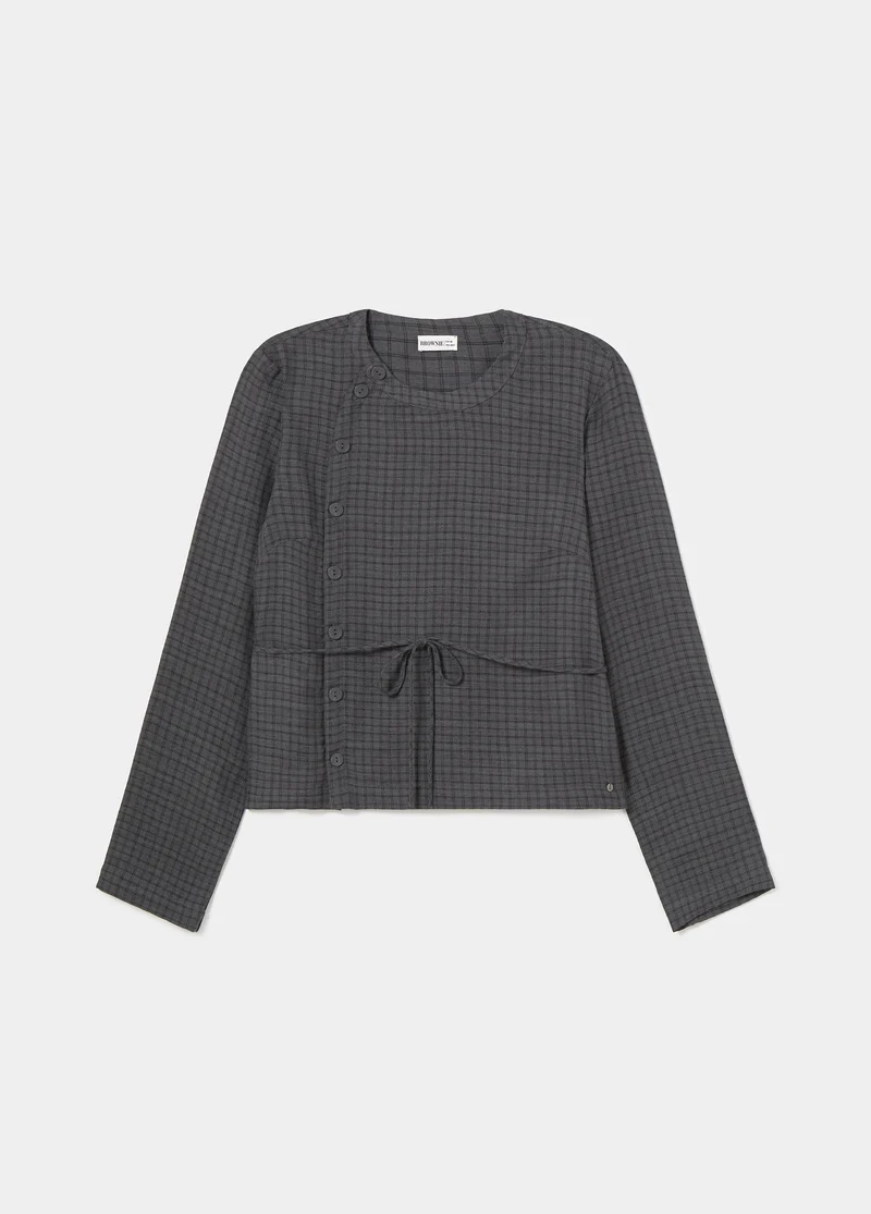 Checked blouse with button details