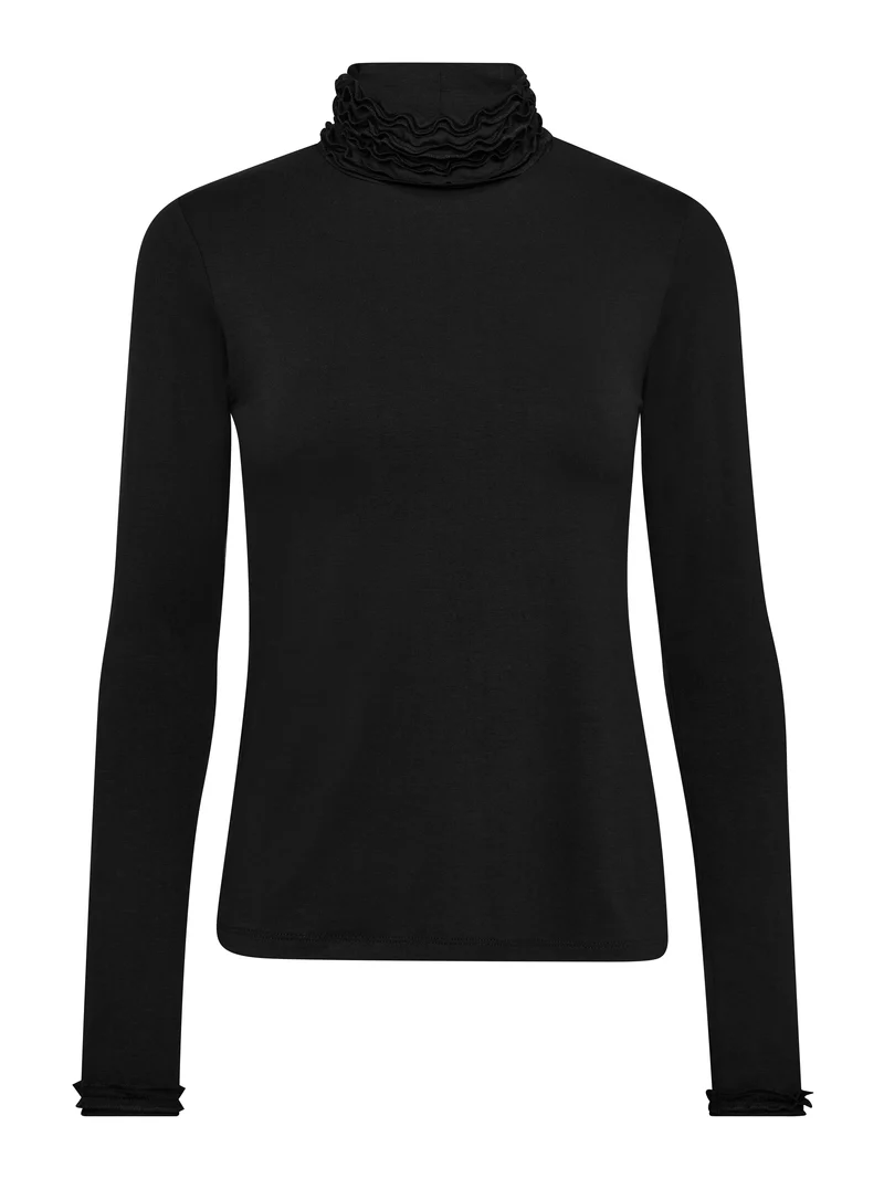 ADELE Rollkragen T-Shirt - Schwarz