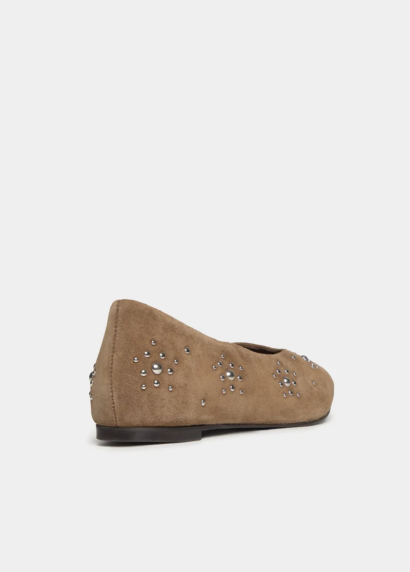 Suede ballerina flats with studs