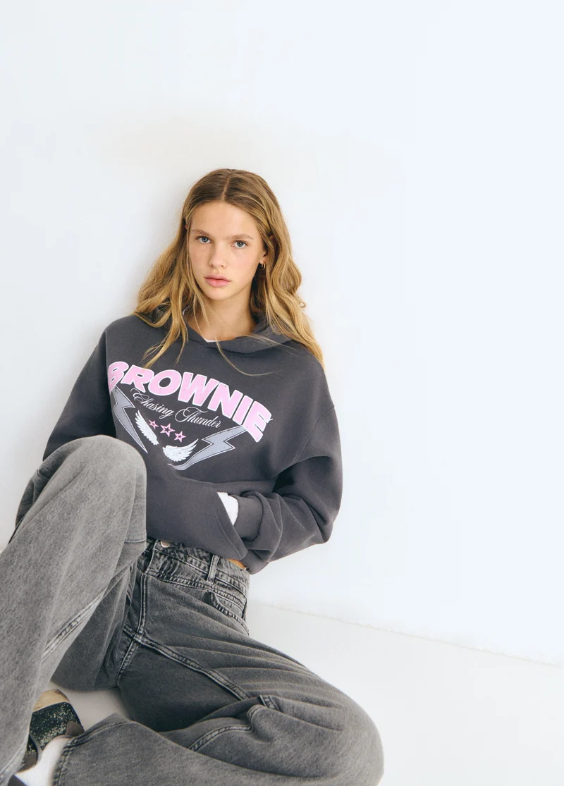 Wings print hooded sweatshirt