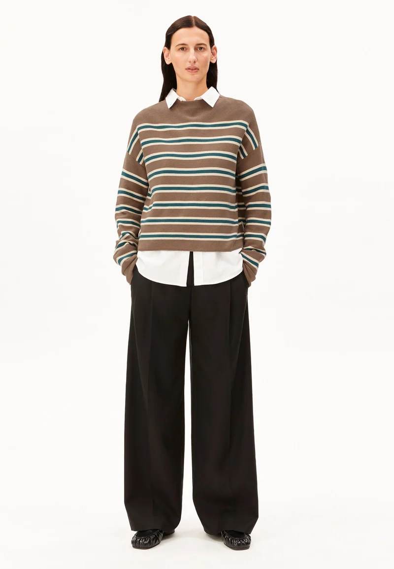MERINAA GESTREIFTER STRICKPULLOVER | amberwood-oatmilk