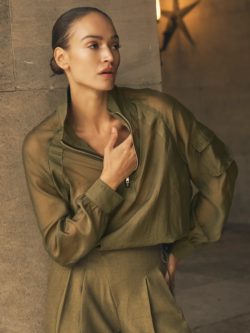 EDITH Hose mit hoher Taille - Moss