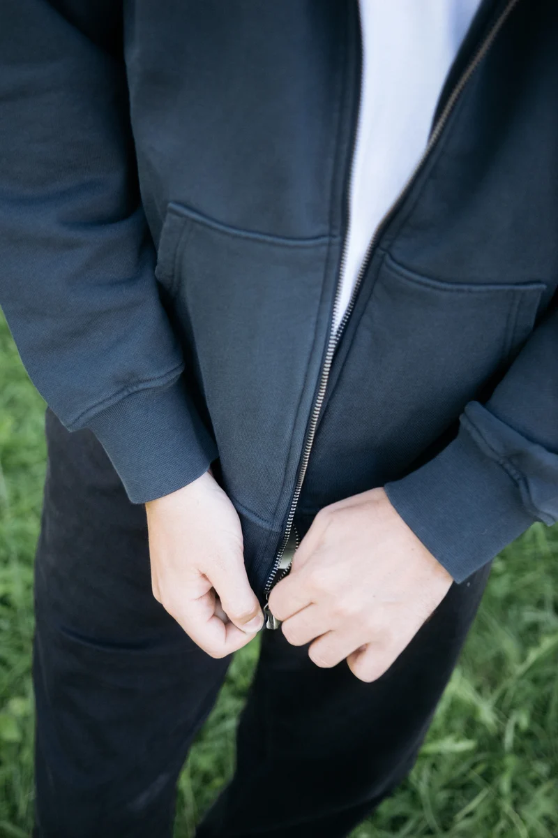 Zip-Hoodie Thy Graublau