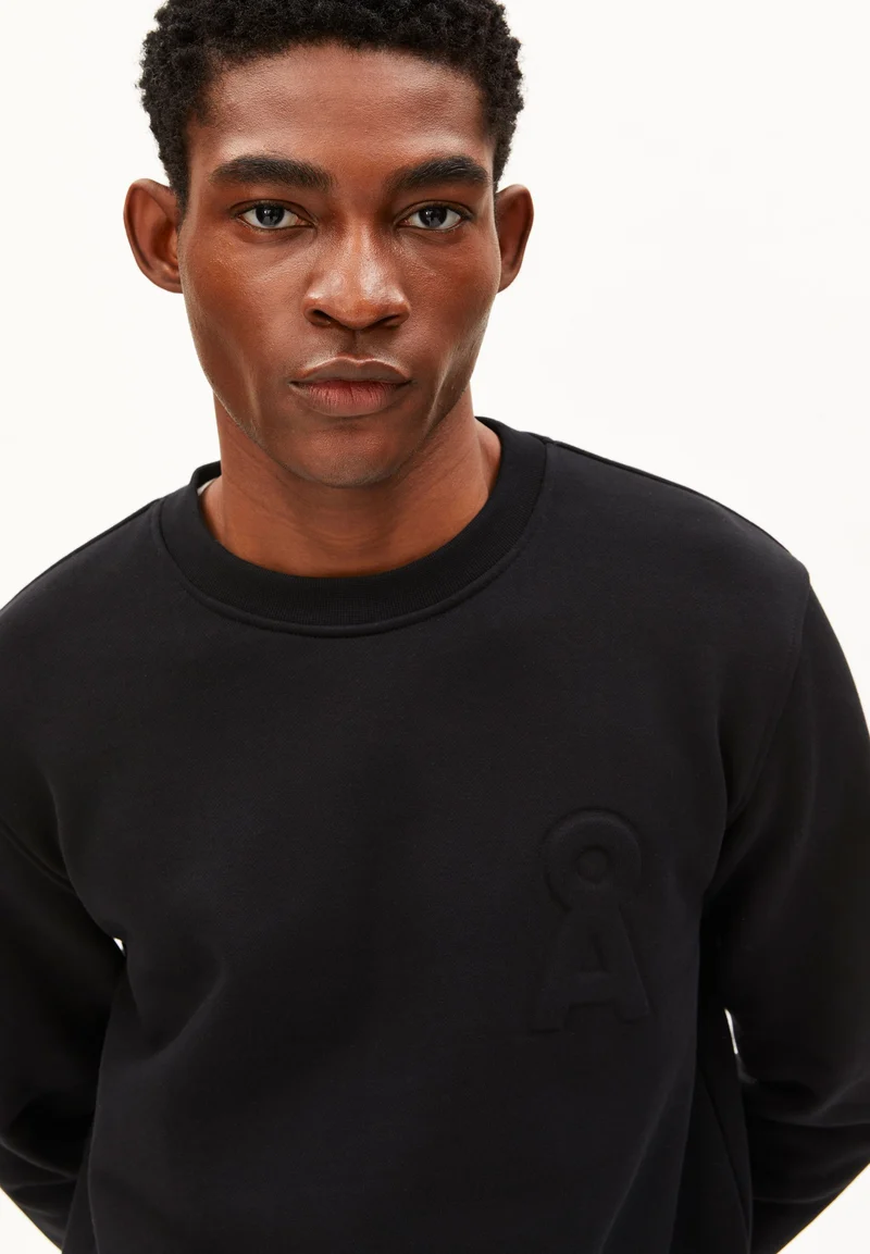 BAUMWOLL-FLEECE-SWEATSHIRT LOGO | black