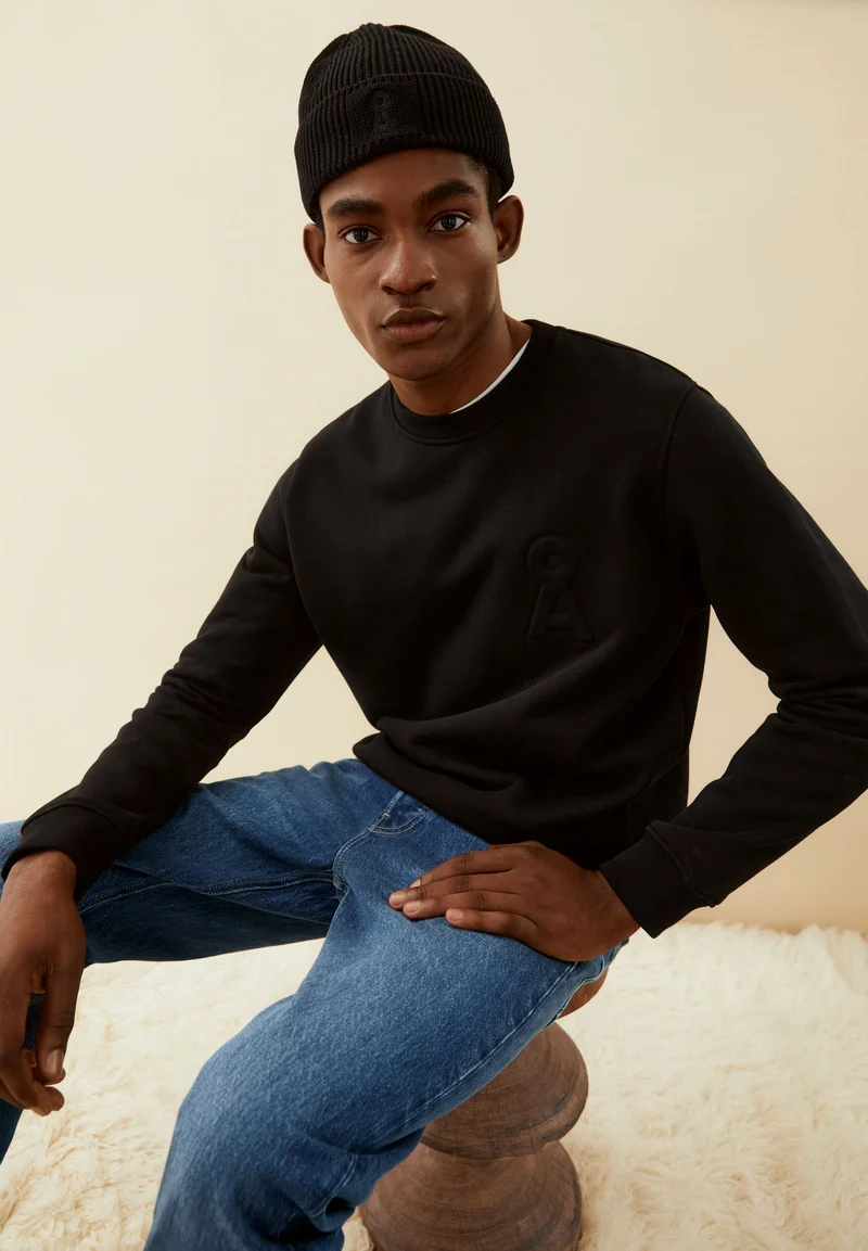 BAUMWOLL-FLEECE-SWEATSHIRT LOGO | black