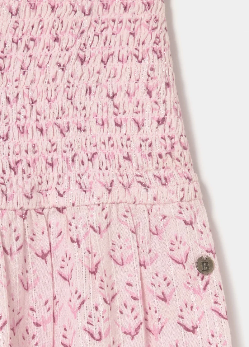 Long printed smocked skirt