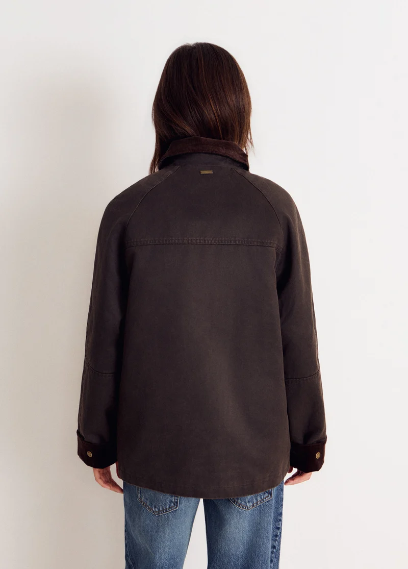 Chaqueta encerada con chaleco borrego