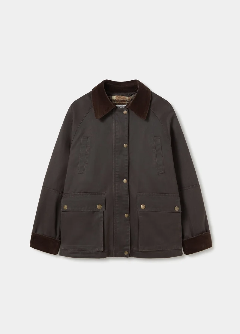 Chaqueta encerada con chaleco borrego