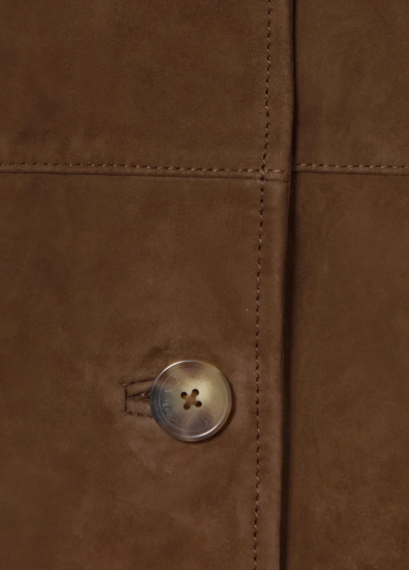 Mandarin-collar leather jacket