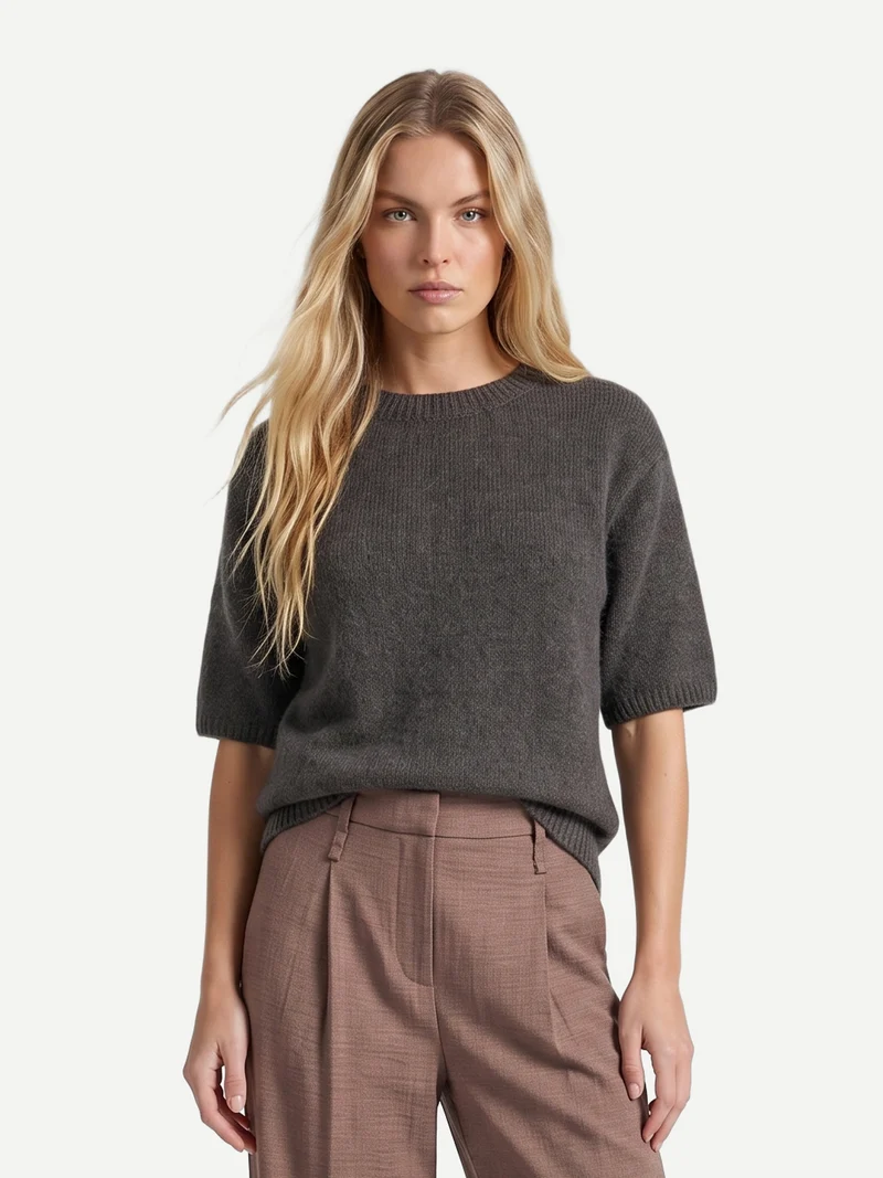 ELIZA Alpaka-Strickbluse - Brown