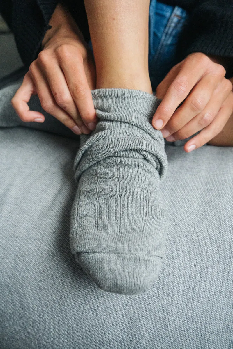 2 Paar Grobstricksocken Bio-Baumwolle Hellgrau