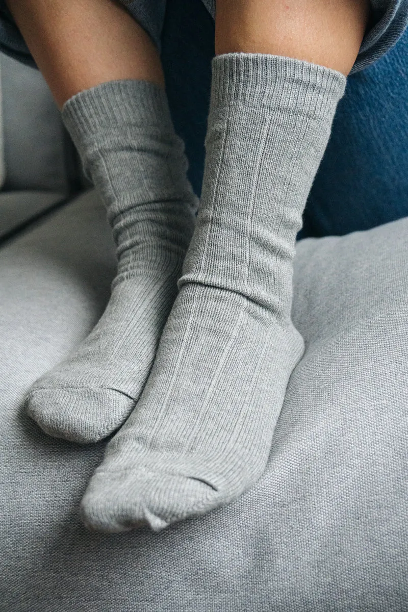 2 Paar Grobstricksocken Bio-Baumwolle Hellgrau
