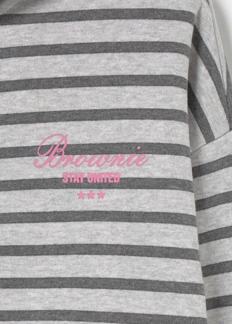 Striped zip-up sweatshirt with embroidery